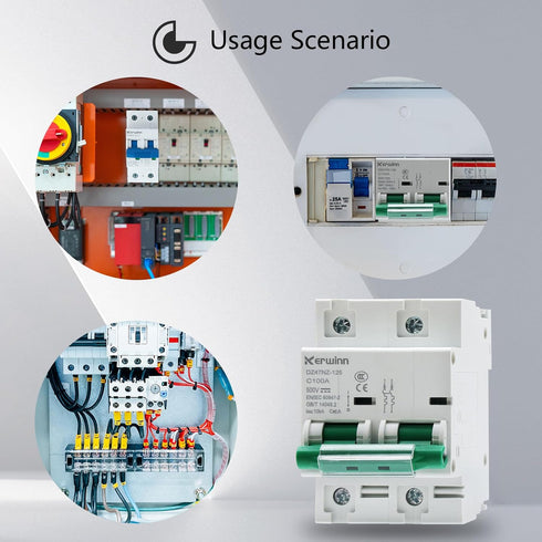 Miniature Circuit Breaker 500V DC circuit breaker 2Pole 100Amp smart circuit breaker DIN Rail Mount for Marine power systems,solar photovoltaic sy...