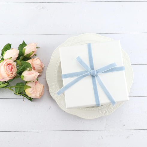Dusty Blue Velvet Ribbon 3/8 Inch Single Face Thin Velvet Ribbon for Gift Wrapping, Antique Blue Ribbon Wedding, Ribbon for Hair Bows, Choker, Caf...