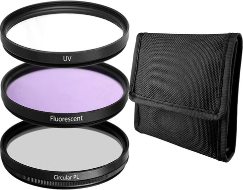52MM Lens Filter Kit Bundle Pro, Includes 52MM CPL Filter, 52MM UV Filter, 52MM FL-D (UV, Polarizer Filter, Fluorescent Filter 52MM) Universal for...