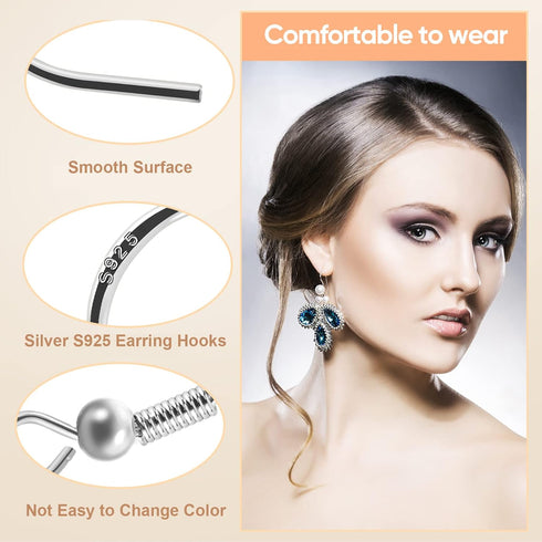 925 Siver Earring Hooks, Hypoallergenic Earring Hooks,160Pcs Earring Making Kit with Earring Hooks and 2 Different Clear Silicone Earring Backs fo...