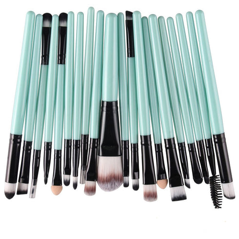 KOLIGHT® 20 Pcs Pro Makeup Set Powder Foundation Eyeshadow Eyeliner Lip Cosmetic Brushes (Black+Green)...