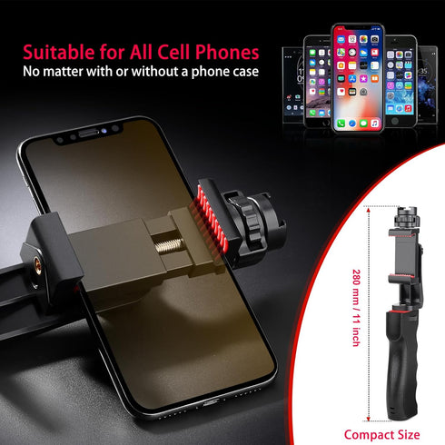 Zeadio Smartphone Stabilizer, Vlogging Hand Grip Video Holder Rig Handle Travel Selfie Stick with Clamp Mount for All iPhone and Android Mobile Ce...