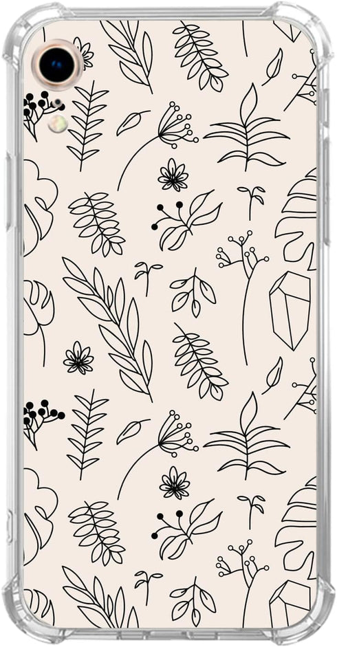 Boho Minimalist Plant and Flower Case Compatible with iPhone XR, Aesthetic Botanical Leaf Case for iPhone XR for Teens Men and Women, Cool TPU Bum...