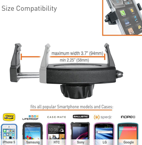 ChargerCity 360° Swivel Adjust Smartphone Holder with 5/8" Tripod Microphone Stand Adapter for All Smartphone up to 3.6 inch Wide (iPhone 16 13 14...