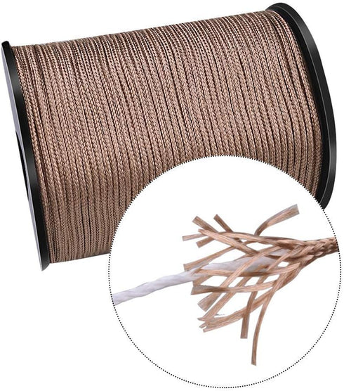 WXJ13 One Roll 50 Yards Brown Braided Nylon Lift Shade Cord with 5 Pack Brown Wood Cord Knobs, 1.8 mm (Brown)...