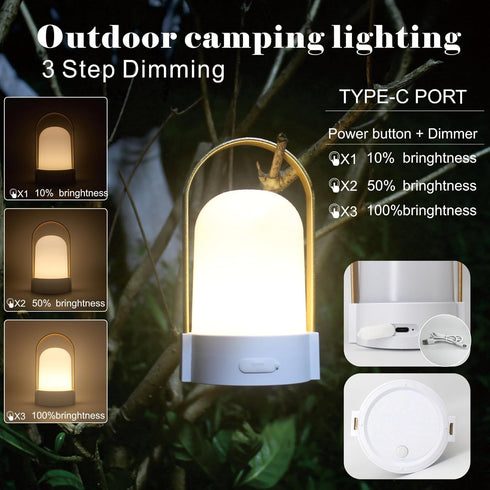 Portable Rechargeable Lamp Indoor Outdoor Emergency Light Battery Powered Lamp Outdoor Rechargeable Lamp Handheld Camping Lantern Portable Nightli...