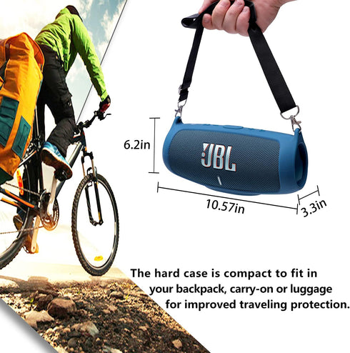 LTGEM Silicone Case Cover for JBL Charge 5 Speaker,Travel Protective Carrying Gel Soft Skin, Waterproof Rubber Pouch with Shoulder Strap(Blue)...