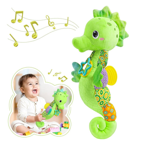 Baby Toys 0 to 12 Months, Musical Stuffed Animal Activity Soft Toys with Multi-Sensory Crinkle, Rattle and Textures, Infant Tummy Time Toys for Ne...