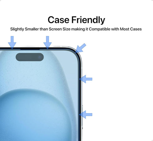 Screen Protector for iPhone 15 Pro Max (3 Pack) Shatterproof Screen Protector, 9H Premium Tempered Glass, Case Friendly, Scratch Resistant, No Bub...