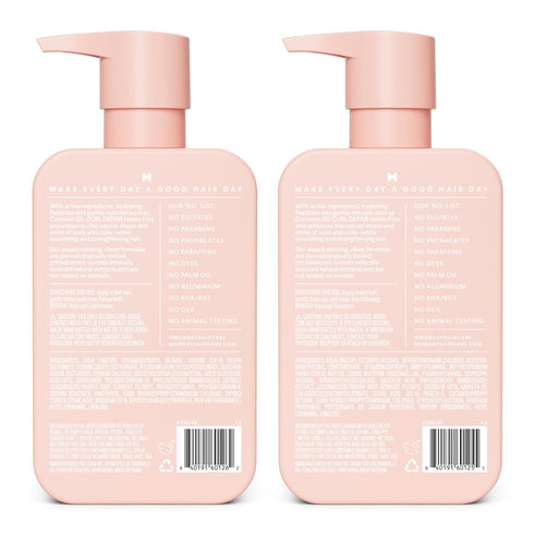 MONDAY HAIRCARE Curl Define Shampoo + Conditioner Set (2 Pack) 12oz Each, Nourishing Curls, Tames Frizz, Enhances Shine with Coconut Oil and Shea ...