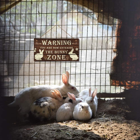 Putuo Decor Funny Rabbit Sign Bunny Rabbit Home Decor Gift Bunny Mom Bunny Lover 12 x 6 Inch (The Bunny Zone) Easter Decorations...
