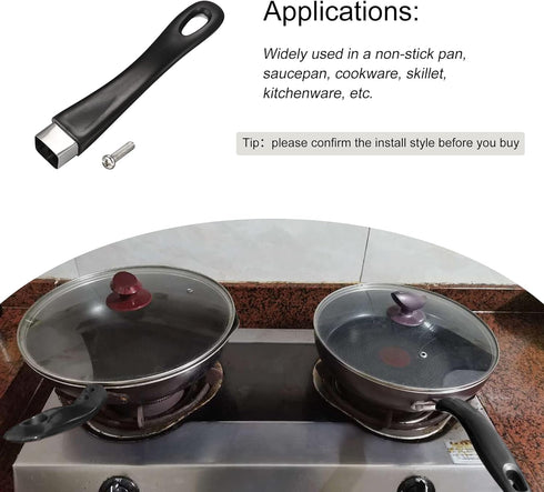 MECCANIXITY Pan Replacement Handle Black 183mm/7.2inch with Screw Nonstick Saucepan Cookware Skillet Stainless Steel Handle...