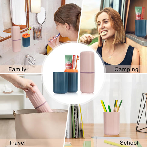 Travel Toothbrush Case,2pcs Travel Toothbrush Cup Holder Toothpaste Storage Containers, Portable Toothbrush Case for Travel Camping Business Schoo...