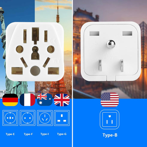 4 Pack UK to US Plug Adapter,Travel Plug Adapter, Type B Universal to American Outlet Plug Adapter,3 Prong to 2 Prong Adapter Australia Europe to ...