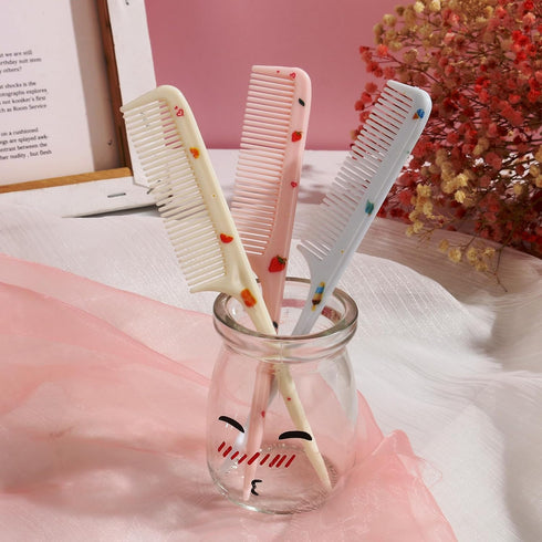 Small Cute Hair Comb,2 Piece Mini Hair Comb Set Fine Tooth Rat Tail Comb Portable Anti-Static Plastic Hairdressing Comb Hair Comb Gift For Wet And...