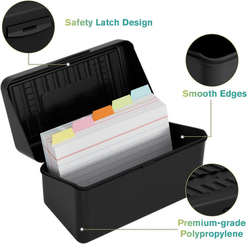 MaxGear Index Card Holder Set, 3x5 Index Card Organizer with Dividers, Plastic Index Card Box for Flash Cards, Note Cards, Recipe Cards, 5 Color I...