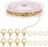 Beebeecraft 32.8 Feet 18K Gold Plated Chains for Jewelry Making Flat Round Link Cable Chain with 20 Lobster Claw Clasps and 50 Jump Rings...