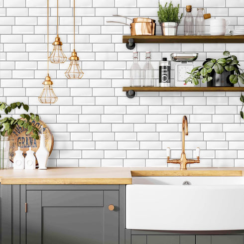 Livebor Peel and Stick Backsplash Wallpaper Kitchen Wallpaper 11.8inch x 196.8inch Tile Peel and Stick for Kitchen Countertop Tile Contact Paper K...