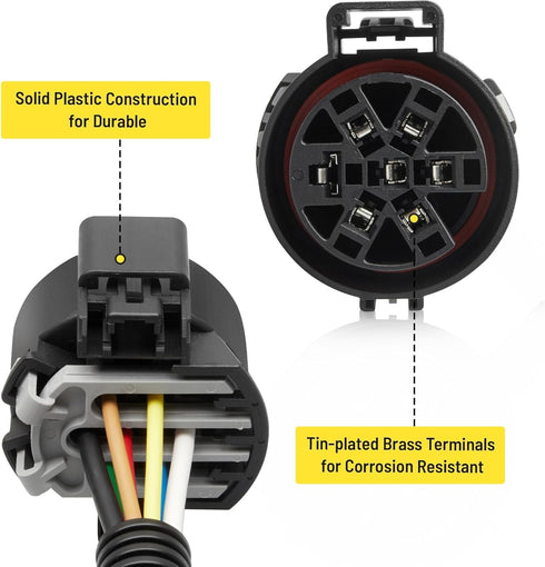 Oyviny Replacement USCAR 7 Pin Trailer Connector Wiring Harness OEM Style for Ford/GM/Chevy/Dodge Ram F150 Trailer Plug Socket Pigtail 12-16 AWG P...