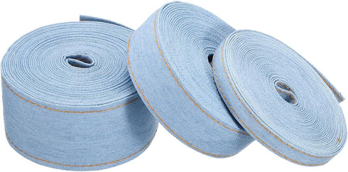PATIKIL 3/8", 1", 1.5" Denim Ribbon Set, 3 Roll 3 Sizes Total 16.5 Yard Layering Jean Fabric Craft Strip for Bow DIY Making Hair Clip Garment Sewi...