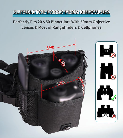 GAIARENA Binocular Harness Chest Pack, Waterproof Bino Harness with Rangefinder Pouch for 20x50 Binoculars Bino Chest Harness Adjustable Binocular...