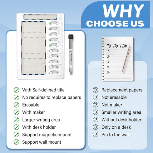 Chore Chart for Kids Sliding Routine Chart ADHD Tools for Kids to Do List Checklist Routine Planning Board for Fridge with Magnetic Marker and Des...