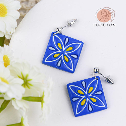 Puocaon Porcelain Tile Clay Cutters - 8 Pcs Terracotta Tiles Clay Cutters for Polymer Clay Earrings Making, Portuguese Tiles Pattern Clay Jewelry ...