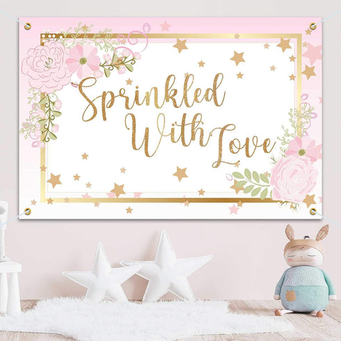 Sprinkled with Love Backdrop Banner - Baby Shower Party Decorations for Boy Girl - 6x4ft...