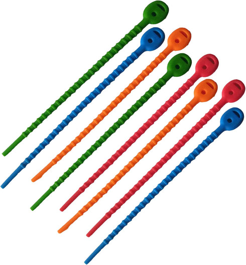 Multi Purpose Silicone Zip Ties - 20 pcs - 6 inch Cable Ties - Double Lock Twist Ties in Multi Color (Red, Blue, Green, Orange) - Extra Hold Reusa...