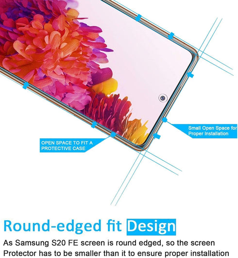 NEW'C 3 Pack Designed for Samsung Galaxy S20 FE / S20 FE 5G Screen Protector Tempered Glass, Case Friendly Anti Scratch Bubble Free Ultra Resistan...