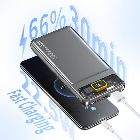 10000mAh Power Bank,Slim Portable Charger,PD 22.5W Fast Charging 5V/3A USB-C Output,Battery Pack with Emergency Lighting,Compatible iPhone and And...