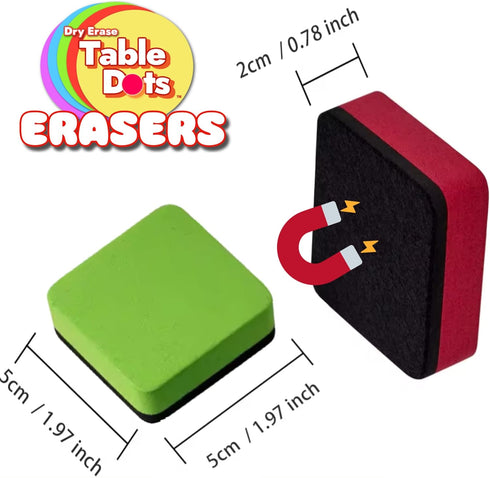 10 Pack Erasers Dry Erase Magnetic, 5 Bright Colors | Colors Match Table Spots and Table Dots | Whiteboard, White Board, Teachers, Classrooms...