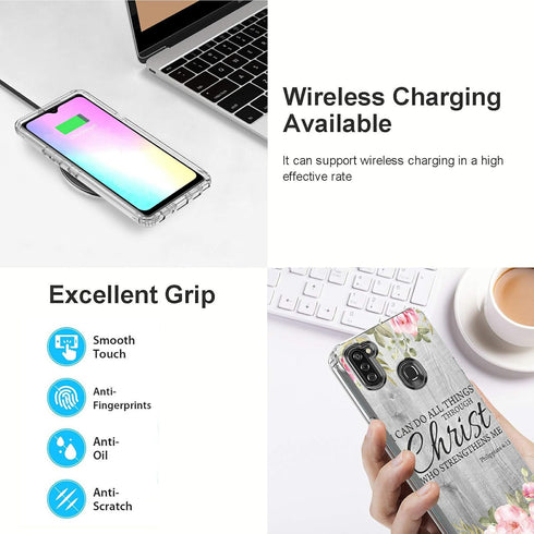 Compatible with Samsung A11 Case?Clear Galaxy A11 Case,Dual Layer Hybrid Soft TPU + Hard PC Full Body Shockproof Protective Phone Case for Samsung...