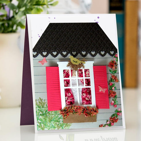 OOTSR 5PCS Metal Scrapbooking Die Cuts, Template Embossing folders, Window Background Frame Cutting Dies for Card Making, Scrapbooking Card Album ...