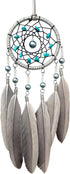 Small Dream Catchers for Cars Rear View Mirror, Handmade Car Charm Pendant Gray Feather and Turquoise Dream Catcher for Car Wall Bedroom Hanging D...