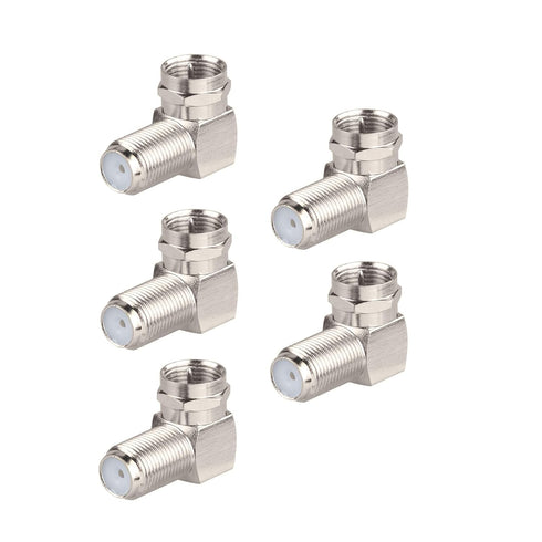 BINGFU F Type Male to Female Right Angle RG6 Coaxial Cable Connector Adapter (5-Pack) for Television TV Antenna CATV Digital Vedio Audio Coax Exte...