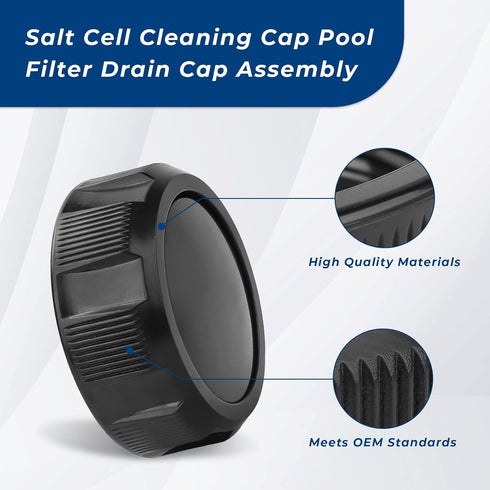 Salt Cell Cleaning Cap R0523000 Pool Filter Drain Cap Assembly Replacement for Zodiac Jandy CS/DEV/CV/CL Series Pool Filter Aquapure Salt Cell Cle...