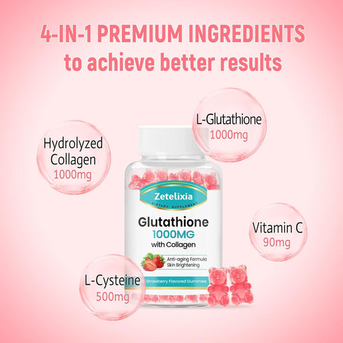 Glutathione Collagen Gummies with Cysteine for Women & Men, Glutathione Supplement for Hair Skin Nails Muscle & Joint, Vegan, Sugar Free, Non-GMO,...
