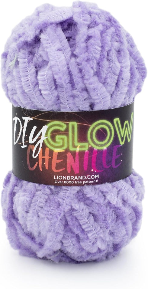 Lion Brand Yarn DIY Glow Chenille Yarn, Purple......