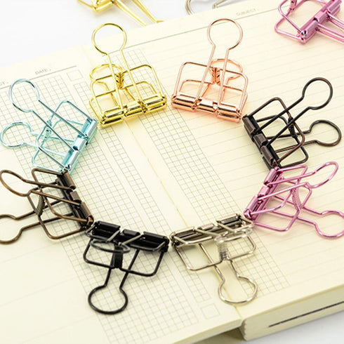 Hollow Out Paper Binder Clip Invoice Bill Clip Office Supplies Pack of 10 (S, Bronze)...