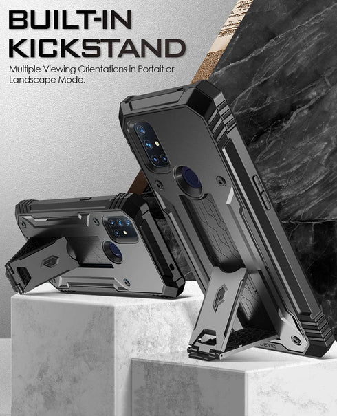 Poetic Revolution Series Case for OnePlus Nord N10 5G, Full-Body Rugged Dual-Layer Shockproof Protective Cover with Kickstand and Built-in-Screen ...