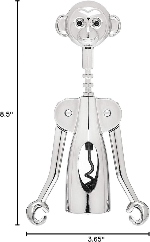 Godinger Monkey Head Corkscrew Wine Cork Bottles Opener and Beer Cap Remover...