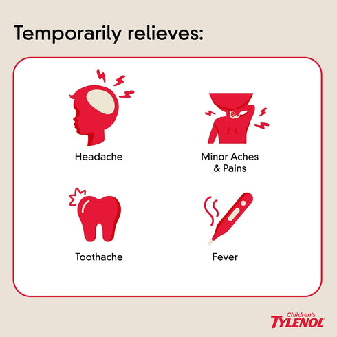 Children's Tylenol Liquid Oral Suspension Medicine, Acetaminophen Pain Reliever & Fever Reducer, Aspirin-, Ibuprofen- & Alcohol-Free, Cherry, 4 Fl...
