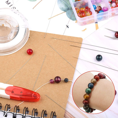 25 Pieces Beading Needles Big Eye Beading Needles Beading Embroidery Needles with a Needle Bottle and a Tweezers for Bracelets Jewelry Making, 5 S...