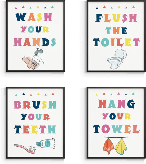 InSimSea Wall Art Prints Poster Funny Bathroom Signs Prints, Bathroom Quotes and Sayings Art Pictures Artwork, Kids Aesthetic Room Wall Decor, set...