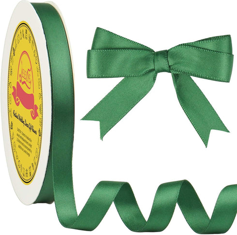 Double Face Forest Green Satin Ribbon 1/2 inch X 50 Yards Polyester Forest Green Ribbon for Gift Wrapping Very Suitable for Weddings Party Invitat...