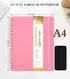 Spiral Notebook Journal 8.5” x 11”, A4 Large Pink Notebooks for Women Men, College Ruled Lined Journal, 100 GSM Paper, Plastic Hardcover Spiral Bo...