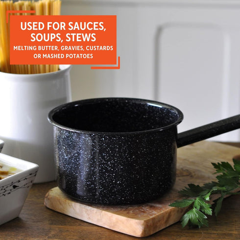 Mirro 1 Quart Enamel Sauce Pan with Speckled Finish...