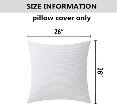 Home Brilliant Euro Sham Super Soft Striped Corduroy Velvet Decorative Throw Pillow Cushion Cover for Baby Couch Bench Sofa Spring Decor, 26x26 in...