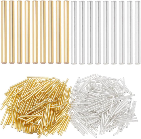PH PandaHall 400pcs Extra Long Bugle Beads, 31~34mmx3mm Glass Bugle Beads Tube Seed Bead Craft Beads Loose Spacer Beads for Fringe Earrings Bracel...